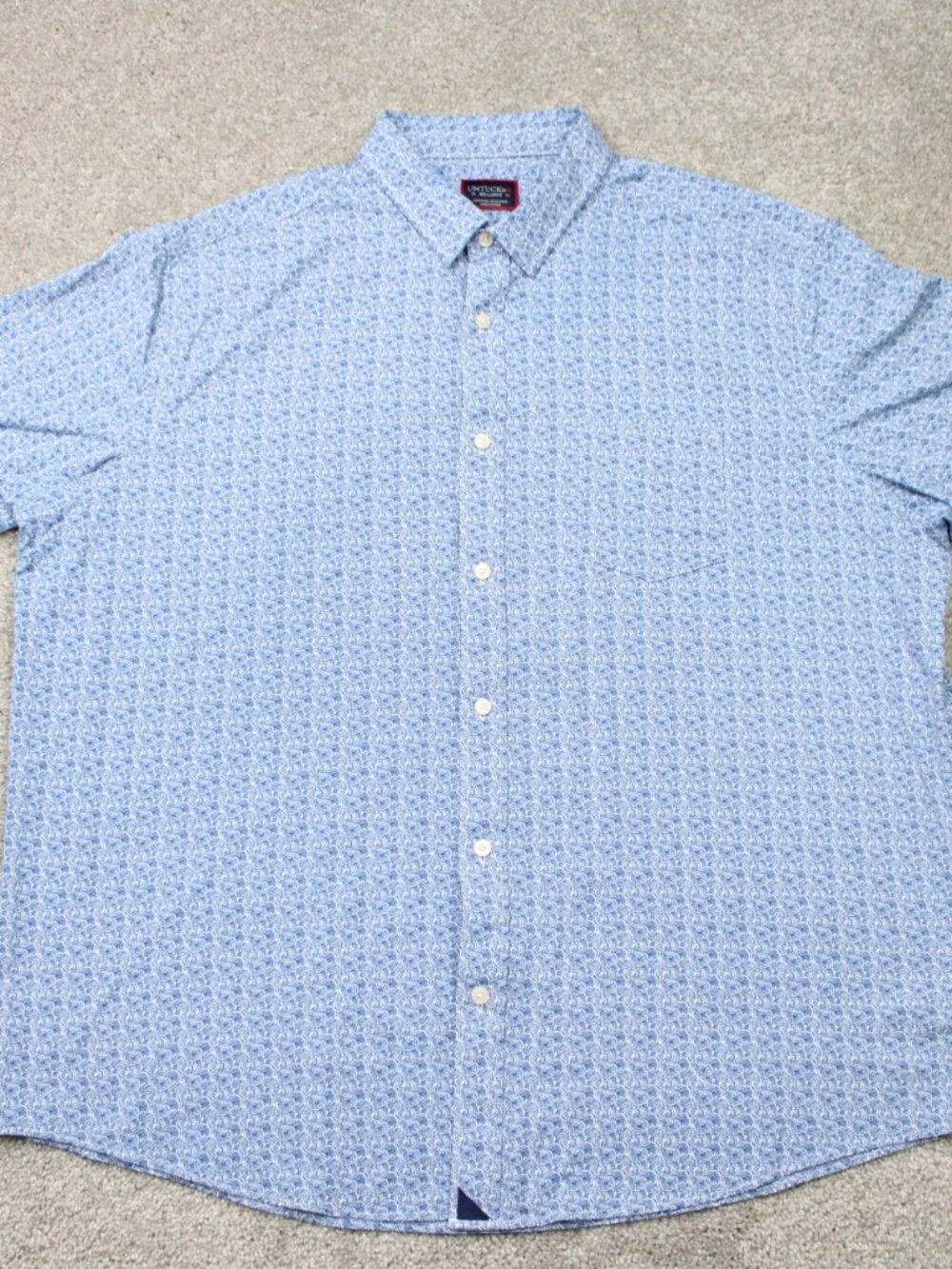 UNTUCKit Mondello AOP Shirt Mens 2XL XXL Blue Wheels All Over Print Short Sleeve - Picture 2 of 12